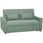 Three-Way 2 Seater Sofa Bed with Three-position back and Two Soft Pillows - Green