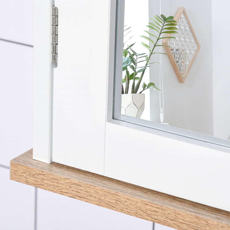 White & wood effect mirror cabinet – image 9