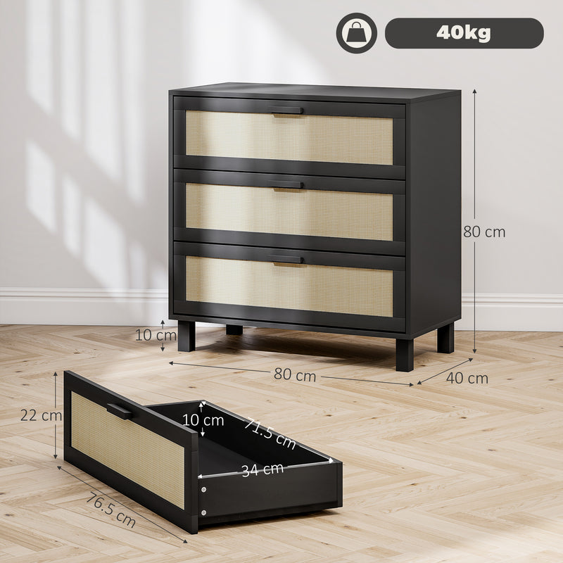 Rattan 3-drawer chest – image 3