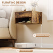 HOMCOM Set of Two Floating Bedside Tables - Rustic Brown – view 5