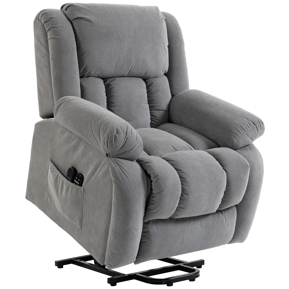 Wide Seat Power Lift Massage Recliner with Heat & USB – Light Grey