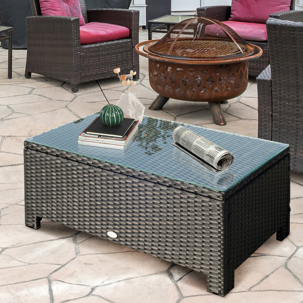 Rattan coffee table with glass top – image 2