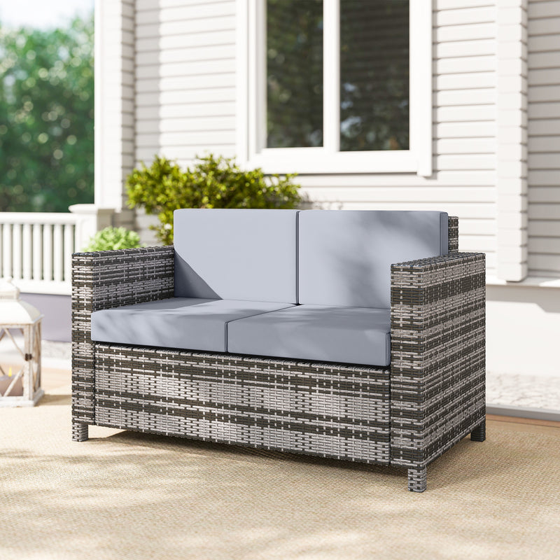 2-seater rattan garden sofa – image 10