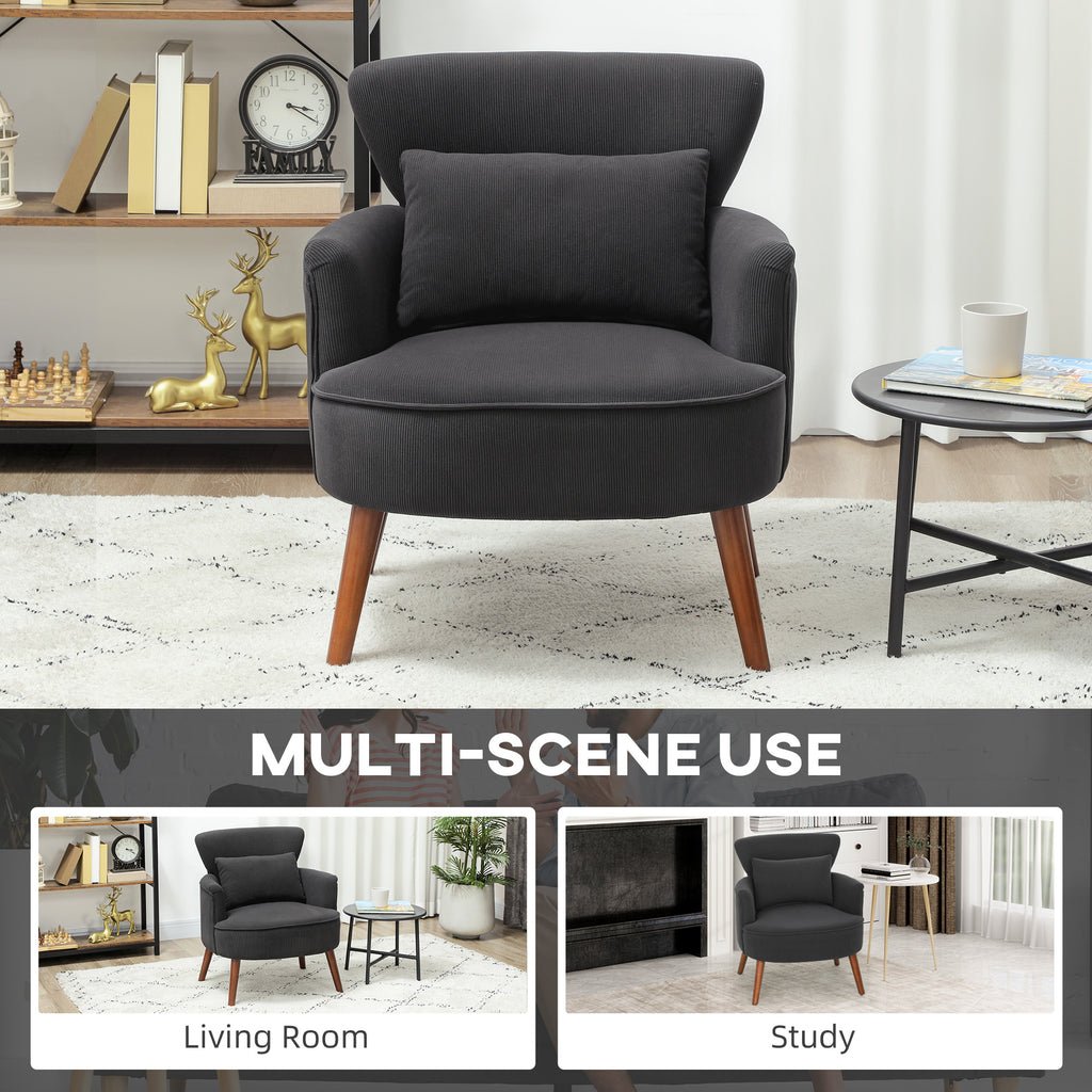 Corduroy Retro Accent Chair - Black