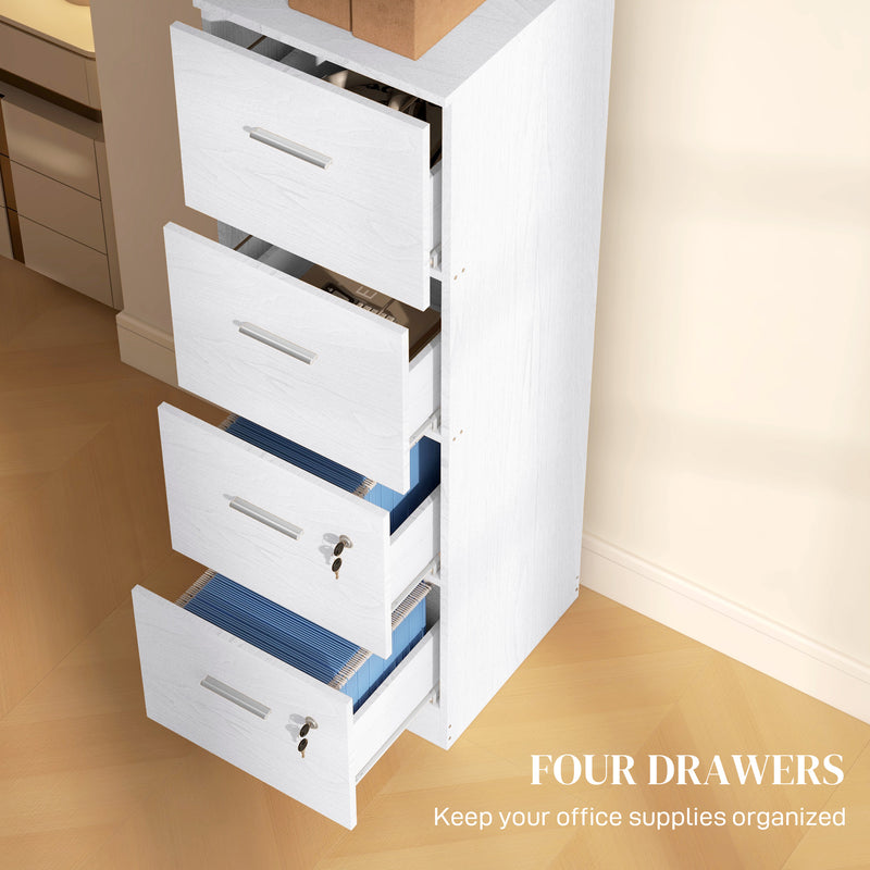 White 4-drawer lockable filing cabinet – image 4