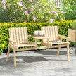 Outsunny 2-Seater Garden Loveseat with Table and Parasol Hole for Porch, Patio, Natural Wood Finish – view 9