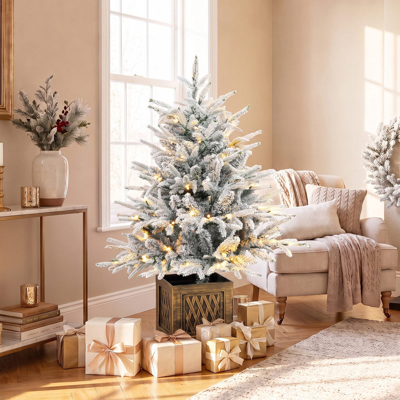 90 cm pre-lit flocked tabletop tree – image 9