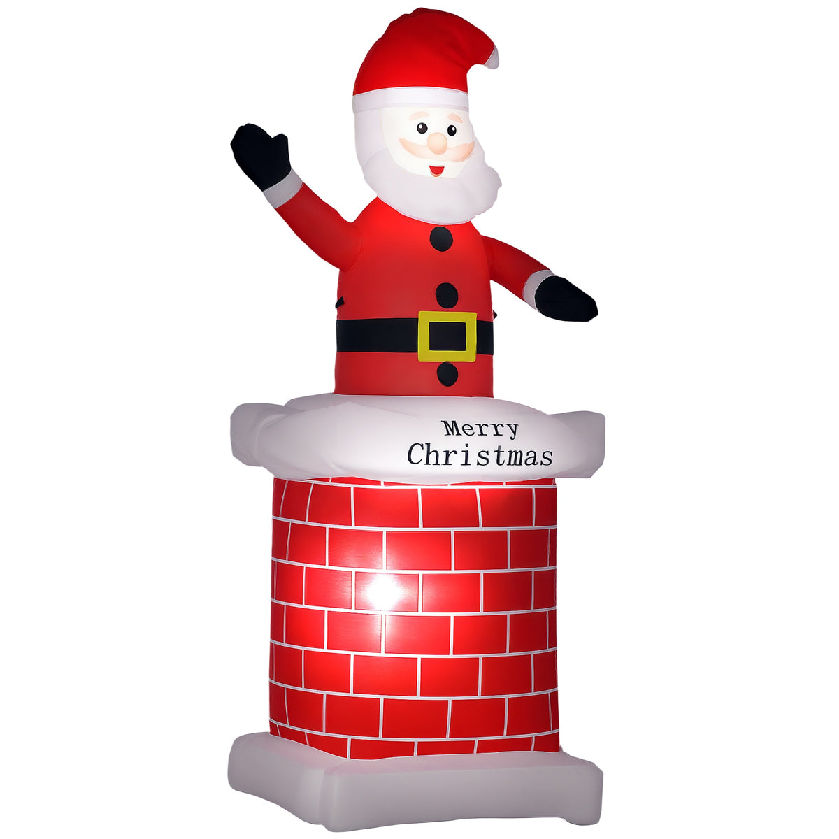 7ft Santa in Chimney Christmas Inflatable on a white background