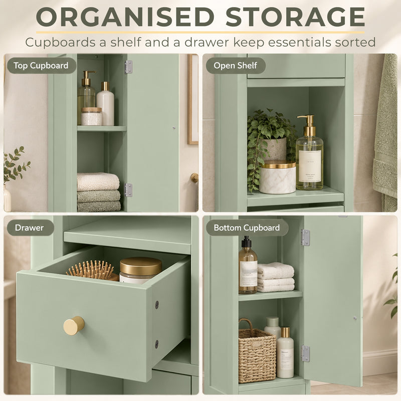 HOMCOM 185 cm Tall Bathroom Cabinet with Arched Doors - Light Green – view 4