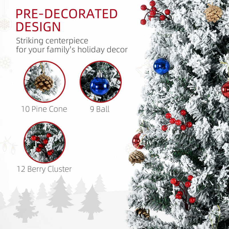 7ft pre-lit decorated flocked Christmas tree – image 5
