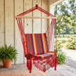 Outsunny Hammock Chair Swing Colourful Striped Tree Hanging Seat Porch Indoor Outdoor Fabric Garden Furniture – view 9