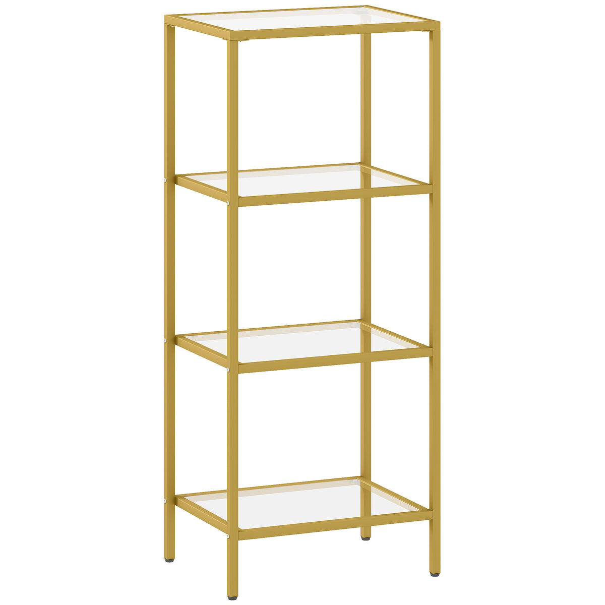 4-Tier Tempered Glass Shelving Unit – Gold Tone