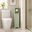 HOMCOM Small Bathroom Storage Cabinet with Toilet Roll Holder - Light Green – view 2