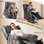 Power Lift Recliner Chair with Vibration Massage, Heat, Checked Lift Chair with Remote, Side Pockets, Grey