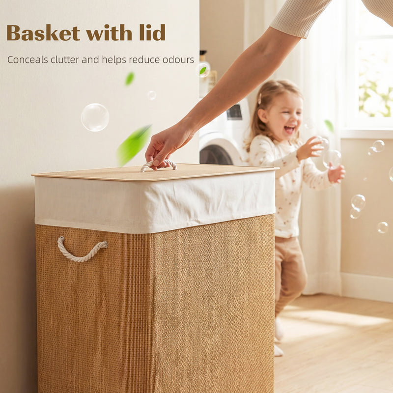 100 L brown two-section laundry basket – image 6