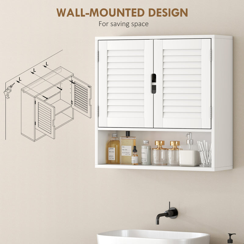 60 cm louvred bathroom wall cabinet in white – image 6