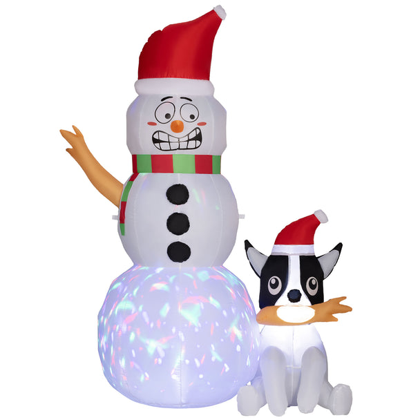 6.2ft Snowman and Dog Christmas Inflatable on a white background