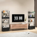 Industrial Style Bookcase, with 4 Shelves and 3 Fabric Drawers - Grey/Black