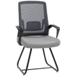 HOMCOM Desk Chair No Wheels, Office Chair with Mesh Back, Lumbar Support, Metal Base for Waiting Room, Conference Room