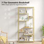 Seven-Tier Geometric Bookcase - White/Gold Tone