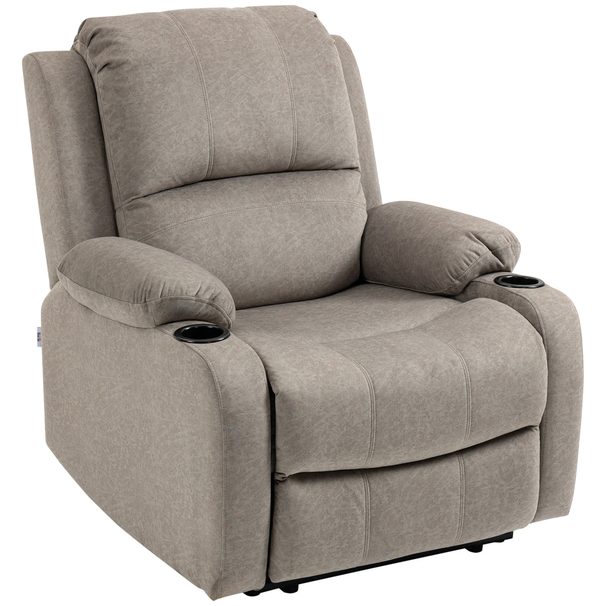 135° Microfibre Recliner with Footrest & Cup Holders – Brown