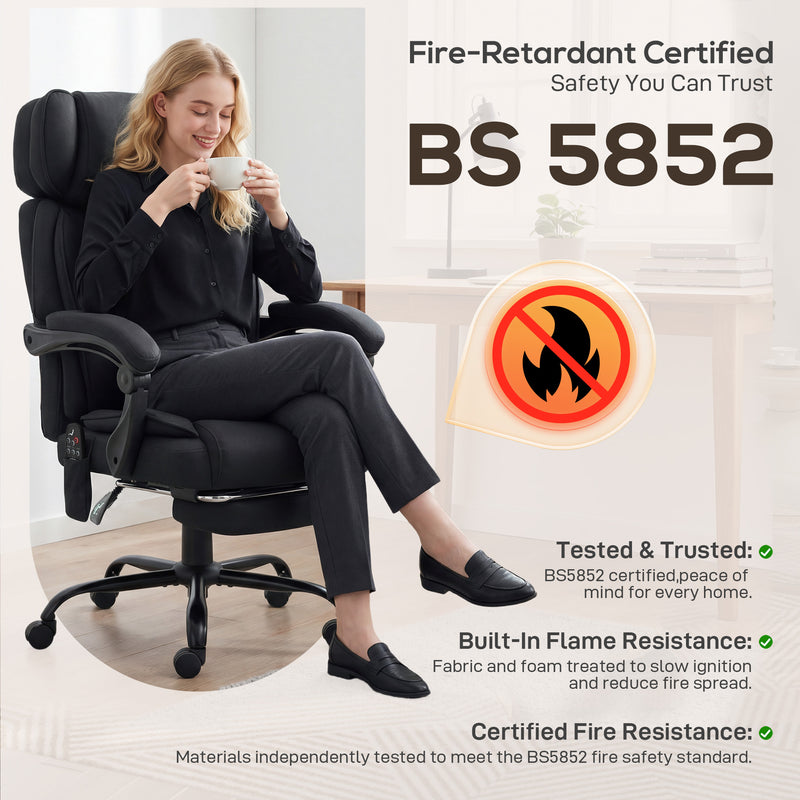 HOMCOM High Back Vibration Massage Office Chair Heated Reclining Computer Chair w/ Adjustable Height, Swivel Wheels – view 9