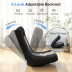 Floor Chair, Folding Floor Sofa with Adjustable Backrest, Wide Seat, Swivel Base, Black