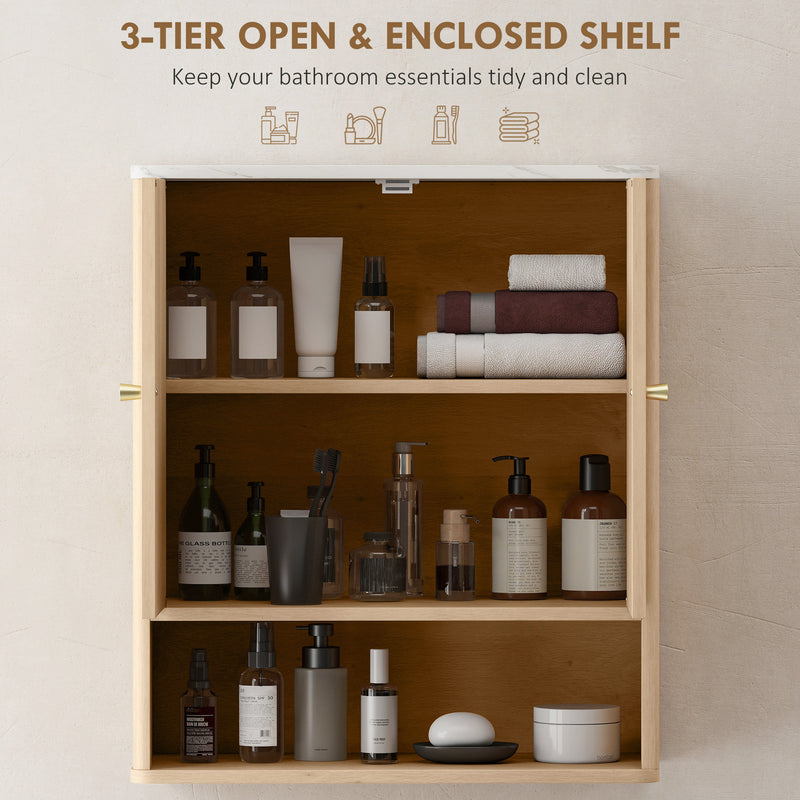 Bathroom wall cabinet in oak & white – image 4