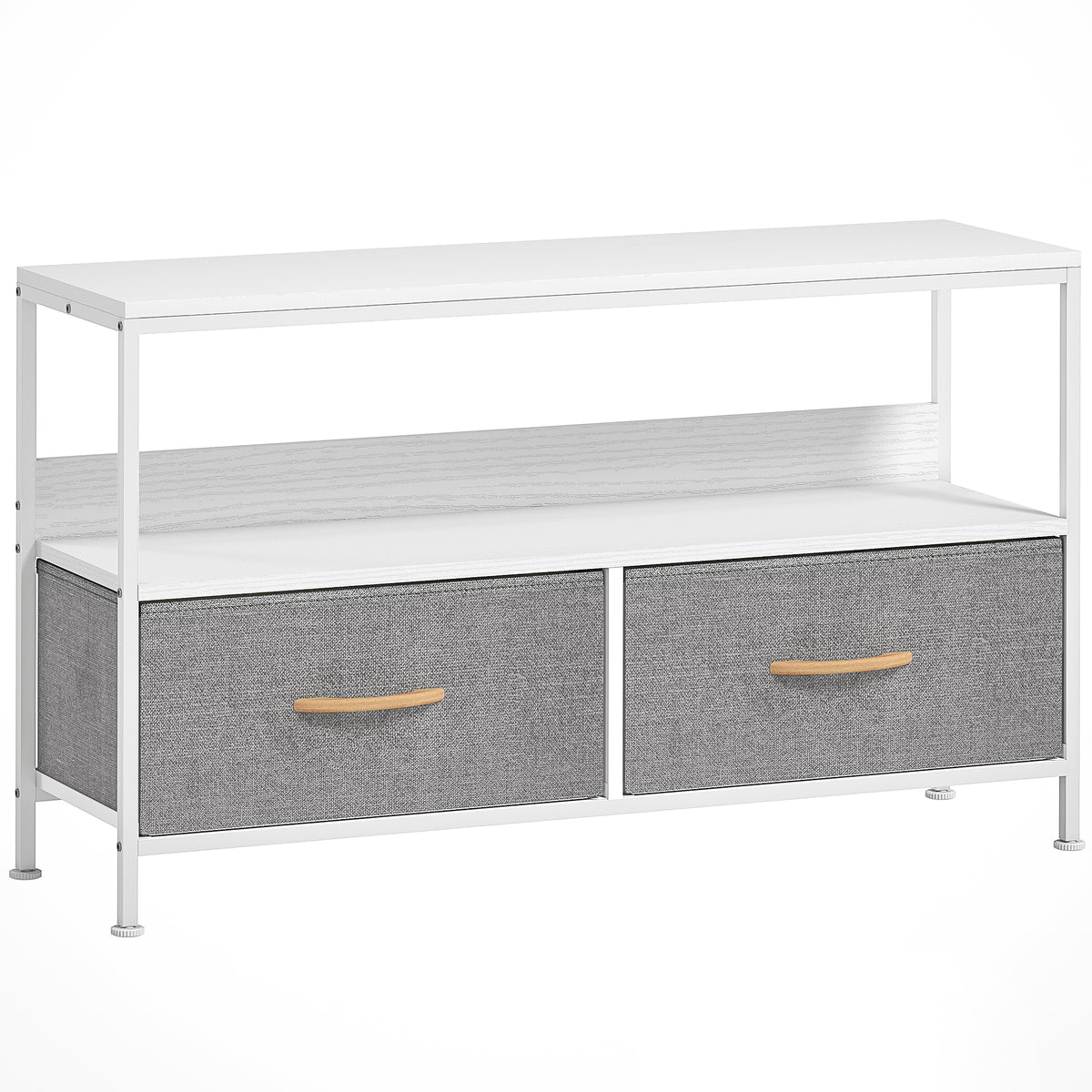 98 cm TV Stand with 2 Foldable Fabric Drawers – White
