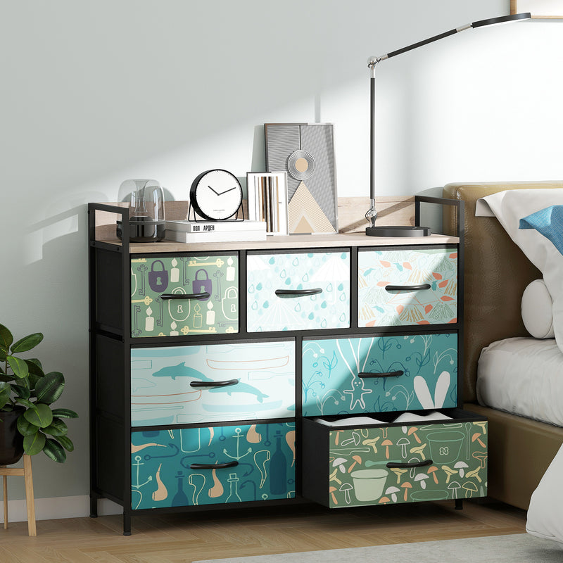 Wide 7-drawer fabric chest of drawers – image 2
