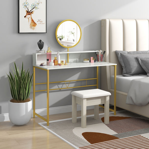 105 cm white and gold dressing table – image 2