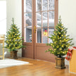 Set of 2 4ft pre-lit trees in vintage pots – image 2