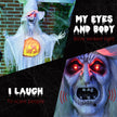 183cm Hanging Witch with Pumpkin, Glowing Eyes & Sound – image 5 of 9