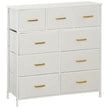 Cream boucle chest of nine fabric drawers with gold-tone handles