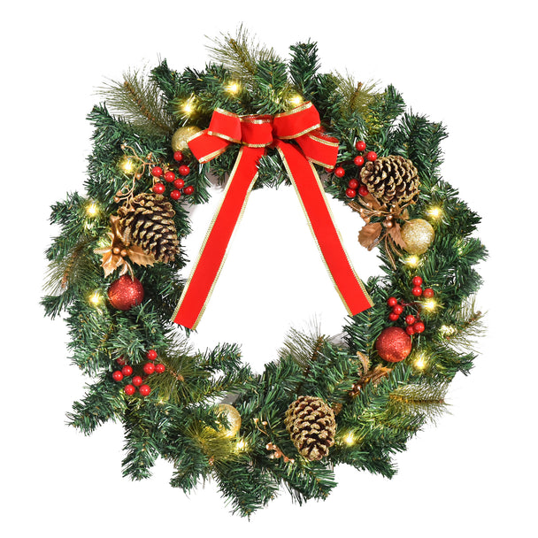 60cm Light-Up Christmas Wreath on a white background
