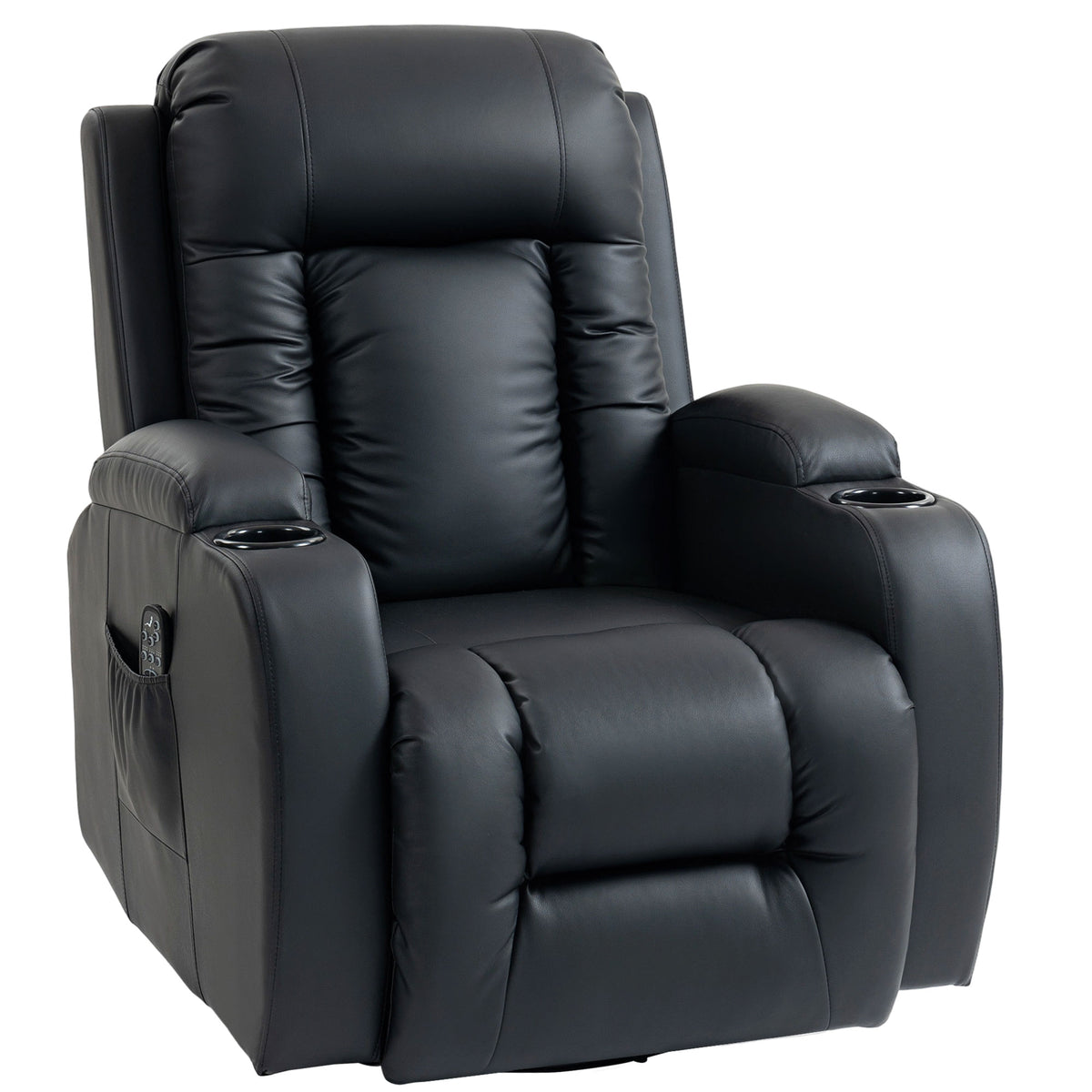 8-Point Massage Recliner Chair with Heat & Cup Holders – Black