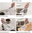 Multifunctional cleaning brush used on stove, sink, cutting board, and dish.