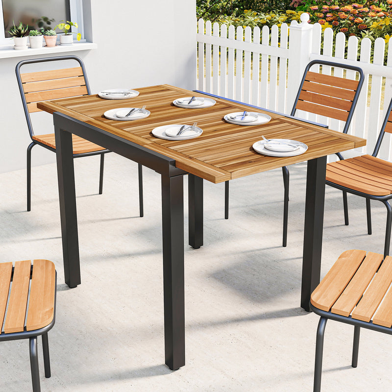 Extending acacia wood garden dining table – image 3
