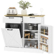 HOMCOM Sideboard with Tilt-out Trash Bin, Farmhouse Kitchen Sideboard with 2 Drawers, Adjustable Shelves, Door Racks