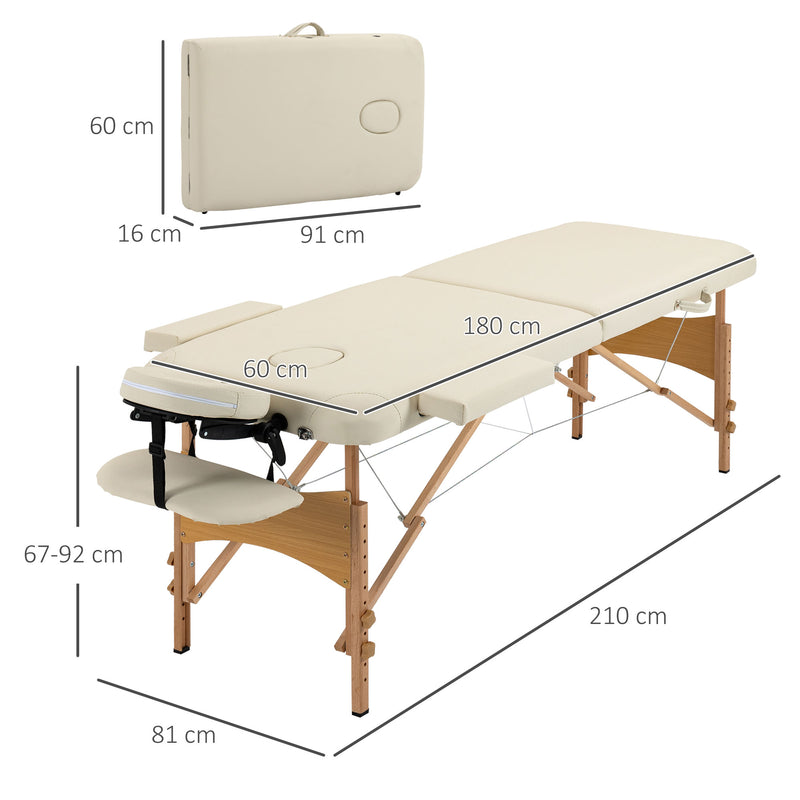 Cream folding wooden massage table – image 3