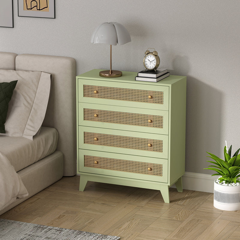 Green rattan 4-drawer chest – image 9