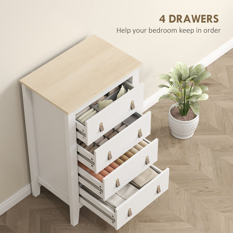 White 4-drawer chest with leather handles – image 4