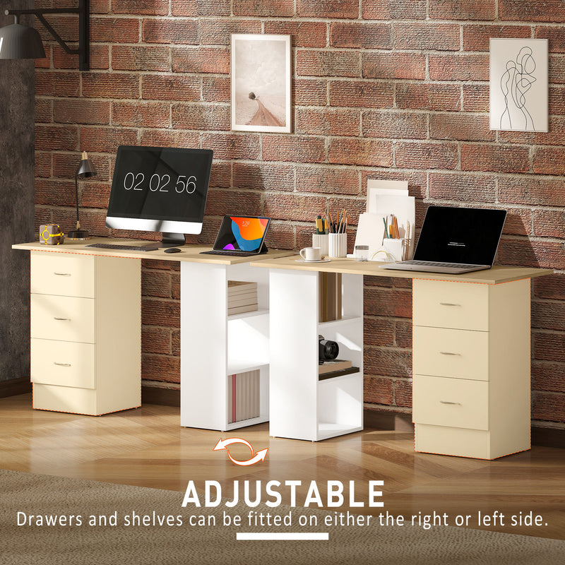 HOMCOM Computer Desk with Drawers, Home Office Desk, Writing Table, PC Workstation with 3 Storage Shelves for Working – view 6