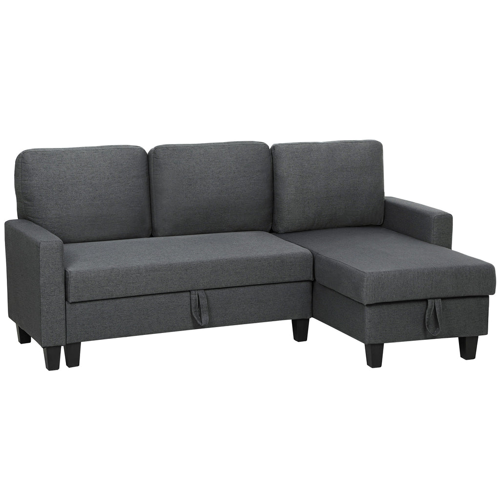 Three-Seater Storage Sofa Bed -  Charcoal Grey