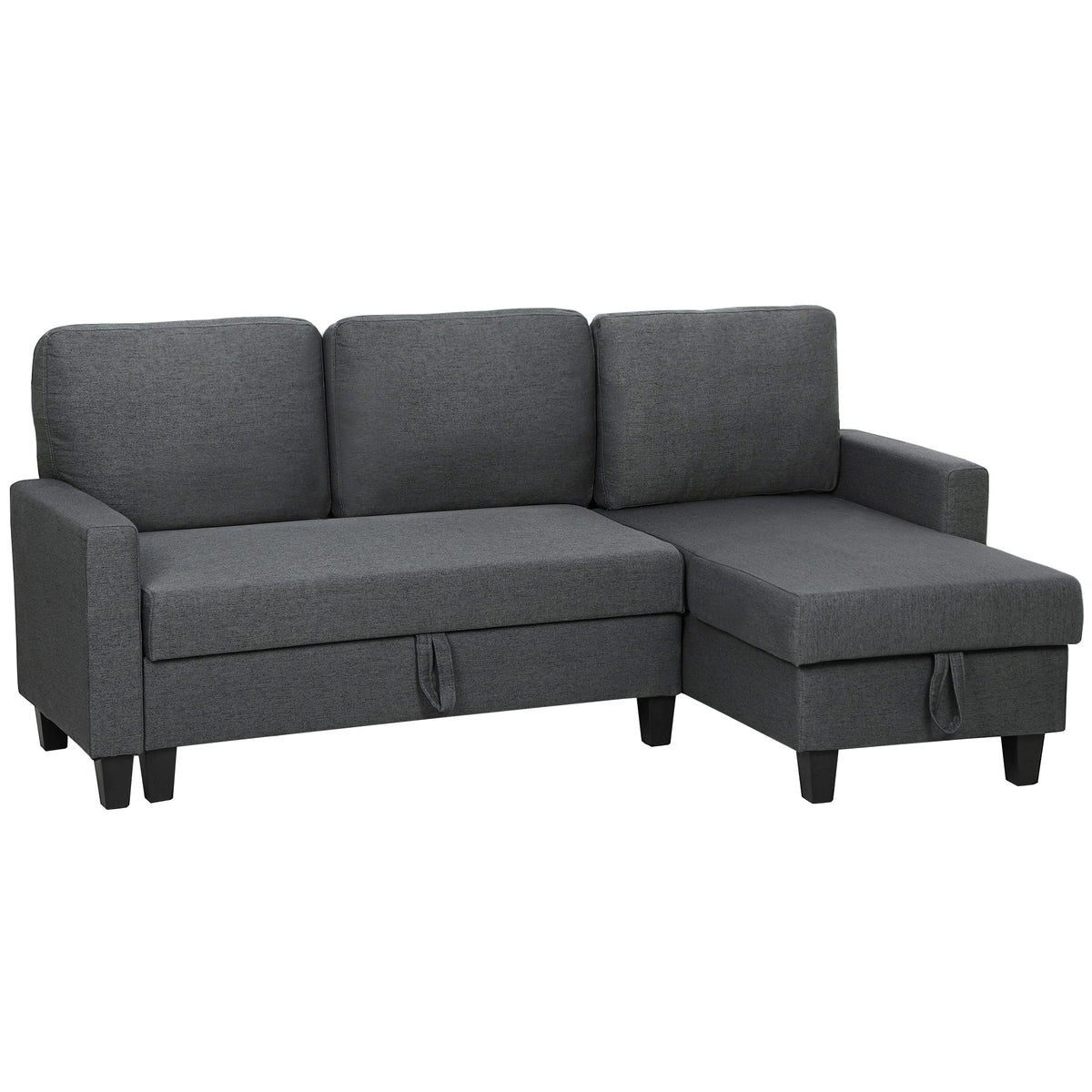 197 cm Sofa Bed with Reversible Storage Chaise – Charcoal Grey