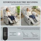 Electric Massage Recliner Armchair with Vibration, Heat, Whisper-Quiet Motor, Memory Function, Fleece Power Reclining Chair with Spring Pack, USB Port, Footrest, Side Pocket, Grey