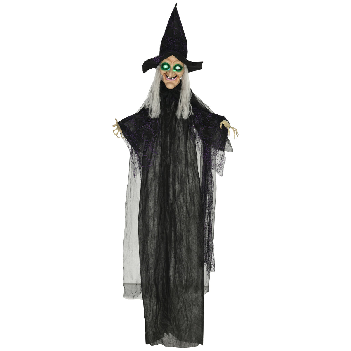 183cm Hanging Witch with Colourful Glowing Eyes & Sound – image 1 of 9