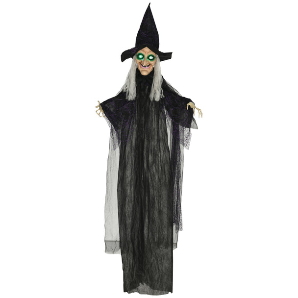 183cm Hanging Witch with Colourful Glowing Eyes & Sound – image 1 of 9