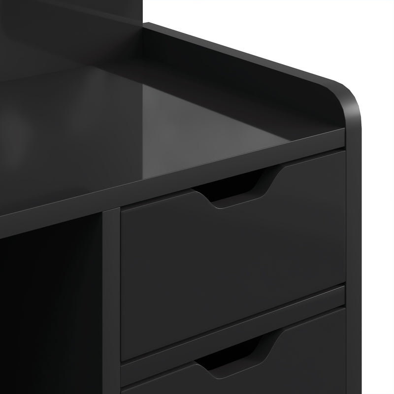 HOMCOM Bedside Table, Small Bedside Cabinet with 2 Drawers and Storage Shelves for Bedroom, Black Wood Effect – view 10