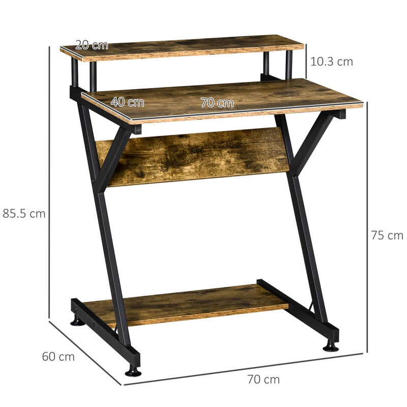 Industrial computer desk with monitor shelf – image 3